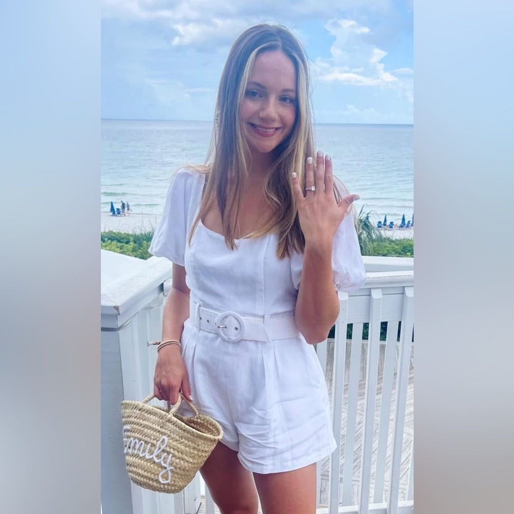 Lavender Brown White Romper
Size medium